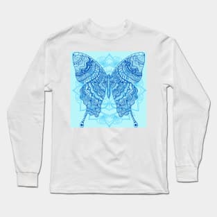 Mandala Butterfly Blue Long Sleeve T-Shirt